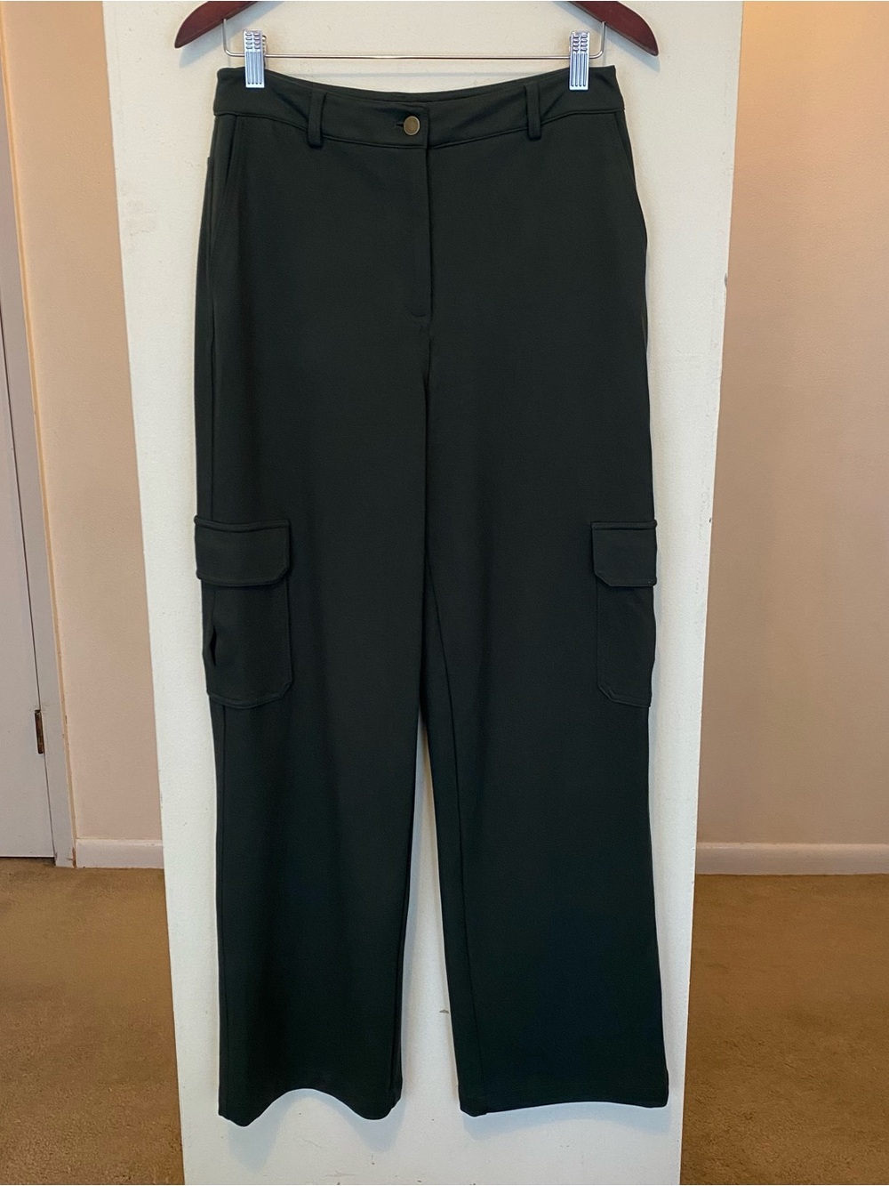 Rachel Zoe High Rise 6 Pocket Wide Leg Green Cargo Pants Womens Size 6 Trousers